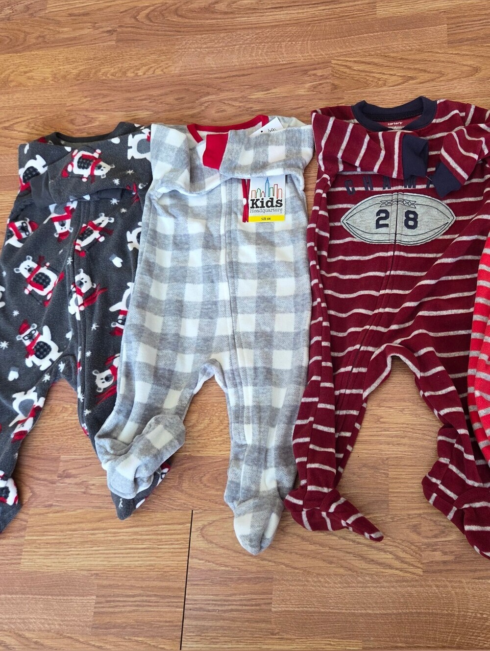 Bundle Carter's Boys PJs 6M Footie Pajama Kids Headquarters Football Space Sleep